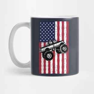 American Flag Monster Truck Mug